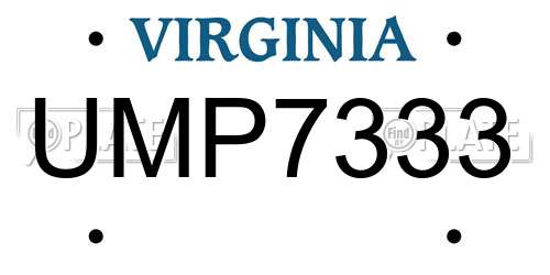 UMP7333 Virginia License Plate