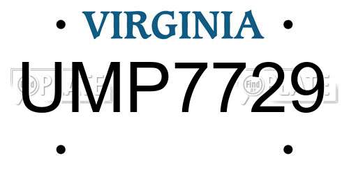 UMP7729 Virginia License Plate