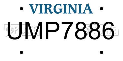 UMP7886 Virginia License Plate