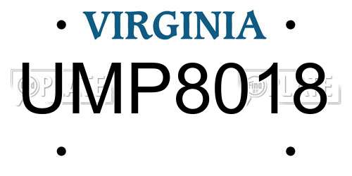 UMP8018 Virginia License Plate