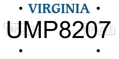 UMP8207 Virginia License Plate