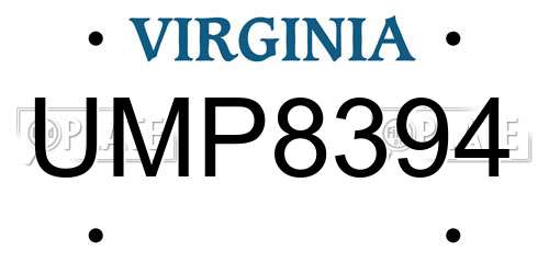 UMP8394 Virginia License Plate