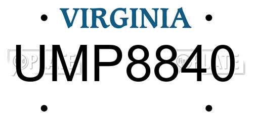 UMP8840 Virginia License Plate