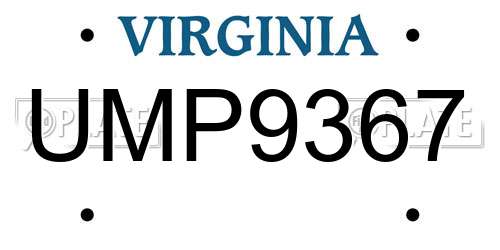 UMP9367 Virginia License Plate