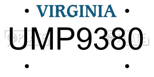 UMP9380 Virginia License Plate