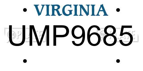UMP9685 Virginia License Plate