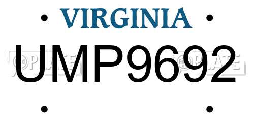 UMP9692 Virginia License Plate