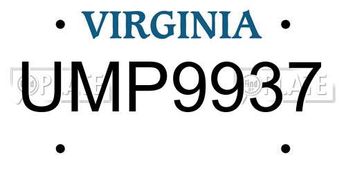UMP9937 Virginia License Plate