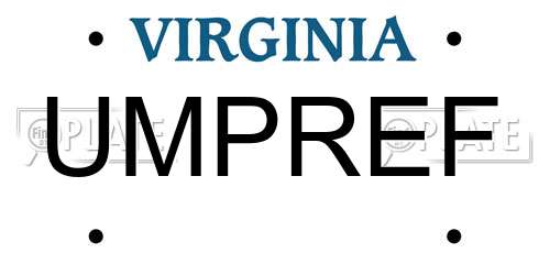 UMPREF Virginia License Plate