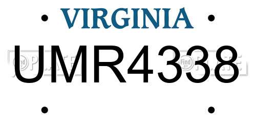 UMR4338 Virginia License Plate