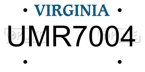 UMR7004 Virginia License Plate