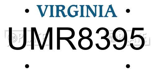 UMR8395 Virginia License Plate
