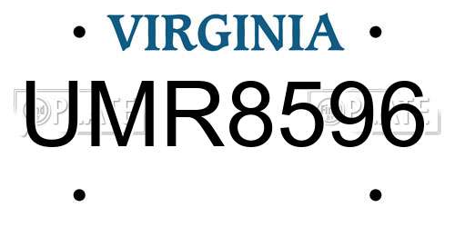 UMR8596 Virginia License Plate