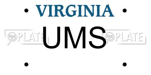UMS Virginia License Plate