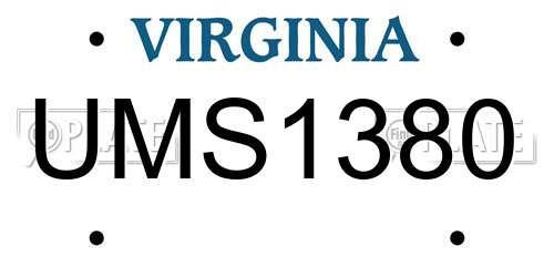 UMS1380 Virginia License Plate
