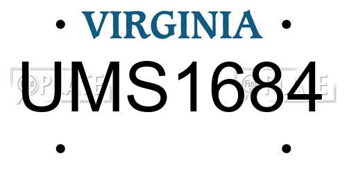 UMS1684 Virginia License Plate