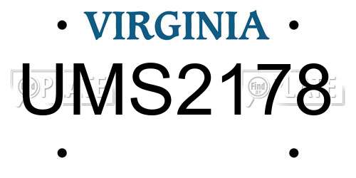 UMS2178 Virginia License Plate