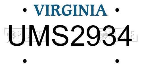 UMS2934 Virginia License Plate