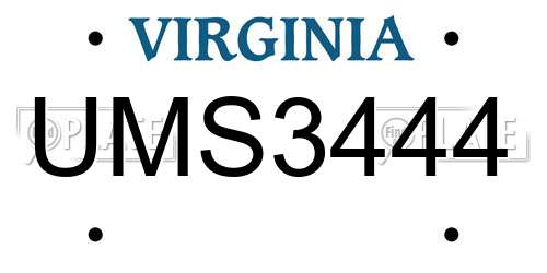 UMS3444 Virginia License Plate