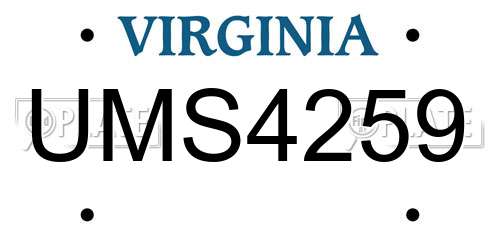 UMS4259 Virginia License Plate