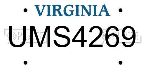 UMS4269 Virginia License Plate