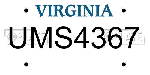 UMS4367 Virginia License Plate