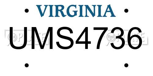 UMS4736 Virginia License Plate