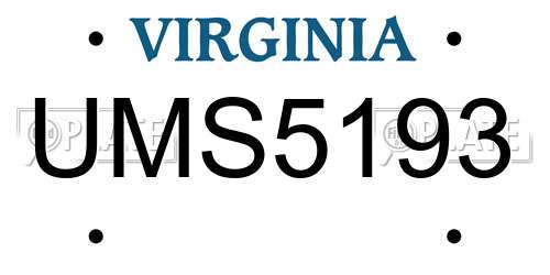UMS5193 Virginia License Plate