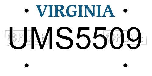 UMS5509 Virginia License Plate
