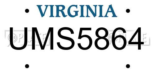 UMS5864 Virginia License Plate