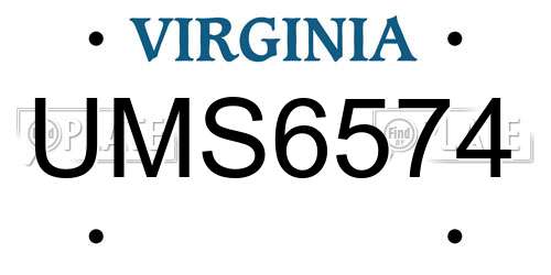 UMS6574 Virginia License Plate