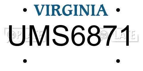 UMS6871 Virginia License Plate