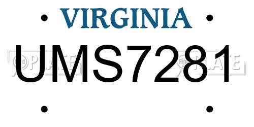 UMS7281 Virginia License Plate