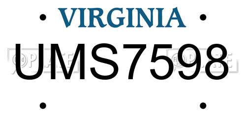 UMS7598 Virginia License Plate