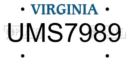 UMS7989 Virginia License Plate