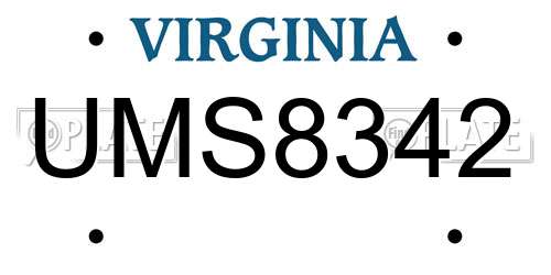 UMS8342 Virginia License Plate