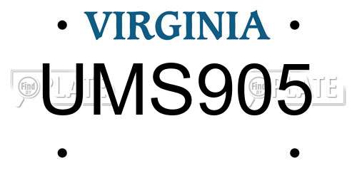 UMS905 Virginia License Plate