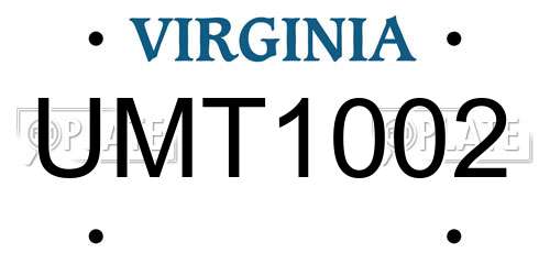 UMT1002 Virginia License Plate