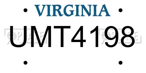 UMT4198 Virginia License Plate