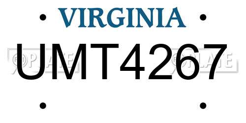 UMT4267 Virginia License Plate