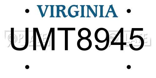 UMT8945 Virginia License Plate