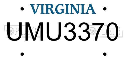 UMU3370 Virginia License Plate