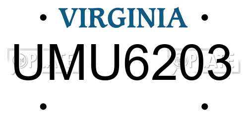 UMU6203 Virginia License Plate