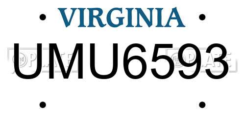 UMU6593 Virginia License Plate