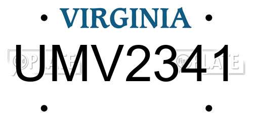 UMV2341 Virginia License Plate