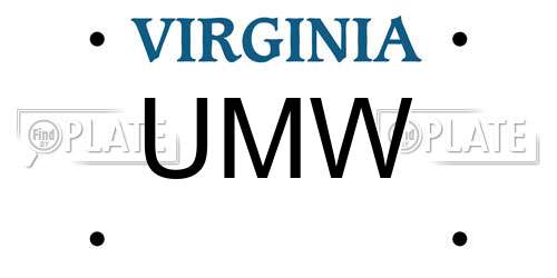 UMW Virginia License Plate