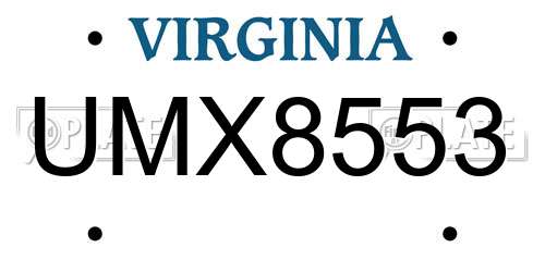 UMX8553 Virginia License Plate