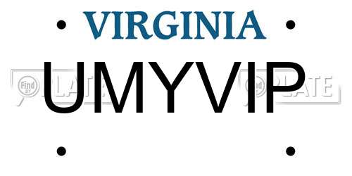 UMYVIP Virginia License Plate