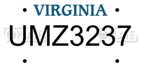UMZ3237 Virginia License Plate