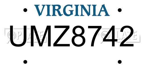 UMZ8742 Virginia License Plate